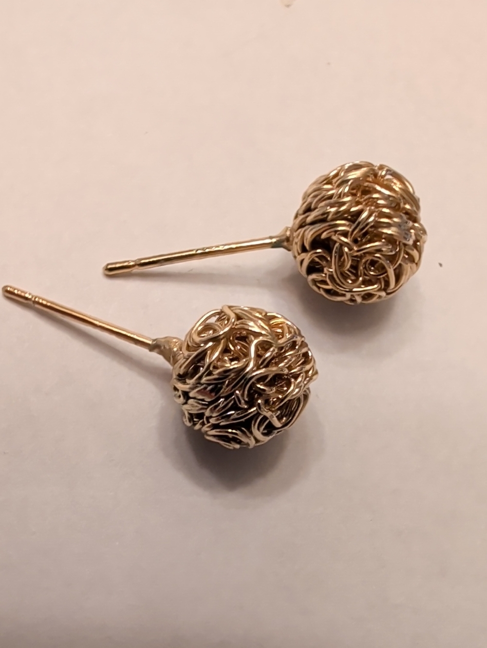Sterling Silver Gold Tone Ball Knot Stud Earrings - Women Jewelry